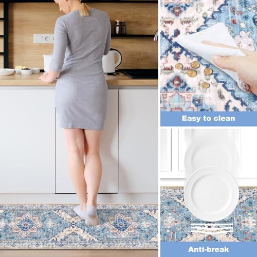 Washable Kitchen Runner Rugs Set of 3 with Non Slip Rubber Backing