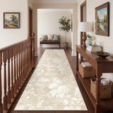 Soalmost Hallway Runner Rug 3x10, Neutral Floral Washable Runner Rug Beige