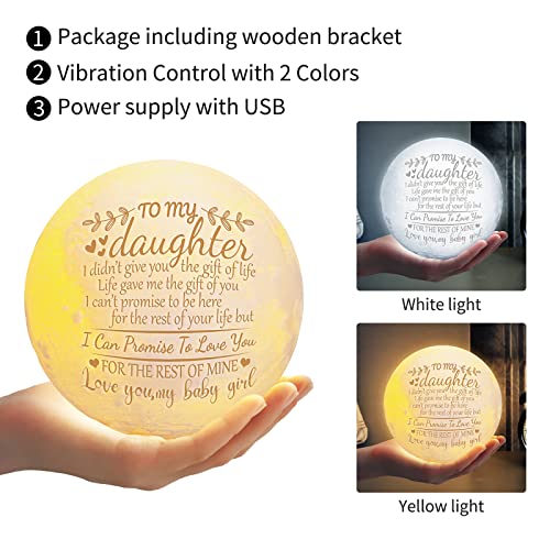 Funnli Daughter Gifts from Mom, Graduation Birthday Gifts for Daughter, Daughter Birthday Gift Moon Lamp, Valentines Day Christmas Anniversary Wedding Gifts for Daughter Night Light