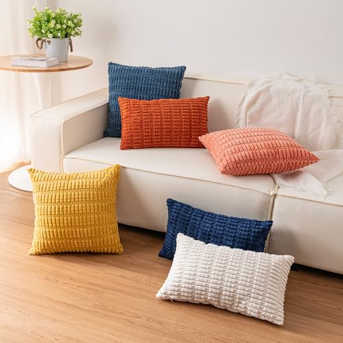 Pack of 2 Corduroy Decorative Throw Pillow Covers 18x18 Inch, Cranberry Red