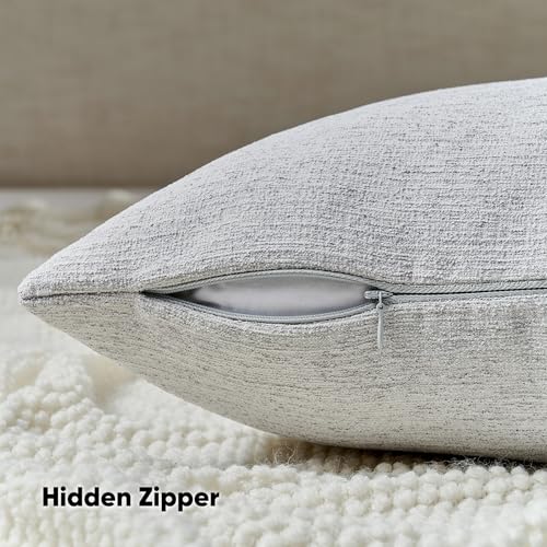 Pack of 2 Faux Linen Throw Pillow Covers 18x18 Inch,Light Grey