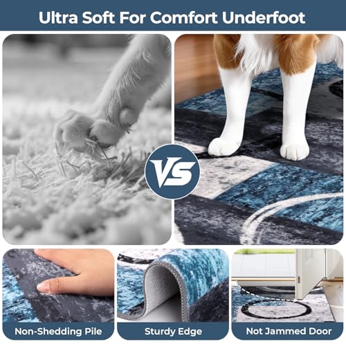 2x6 Washable Modern Abstract Runner Rug Non-Slip for Hallways