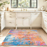 Entryway Rug 3x4 Rainbow Bedroom Area Rug Washable Non Slip Abstract Boho Rugs for Indoor Entry, Kitchen, Classroom, Bathroom, Kids Girls Room, Office, College Dorm Small Carpet