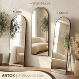Antok 58" x19” Arched Full Length Floor Mirror, Gold+Black