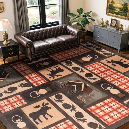 9x12 Washable Area Rugs for Living Room and Bedroom(9x12,Deer)