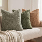MIULEE Decorative Faux Fur Pillow Covers Sherpa 20x20 Olive Green