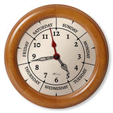 Time & Day of The Week Wall Clock with 10" Solid Pine Wood Frame – – Ideal Retirement Gift for Men and Women, Day Clock for Seniors and Retirees
