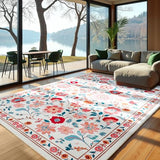 Area Rugs for Living Room 6x8 Non-Slip Carpet Washable Boho Rug Vintage Low Pile Carpet Print Home Rugs for Bedroom Kids Room Playroom Dining Room Home Office Farmhouse,Khaki