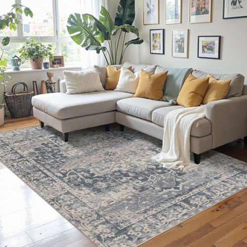 Blue 4x6 Area Rug Washable Rug for Living Room Bedroom Office