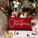 Allorry Christmas Pillow Covers Merry Christmas Throw Pillow Decorative Christmas Red Cotton Cloth Linen Cloth Pillow Cover Sofa Cover Decorative Rectangle Length 12X20 inches