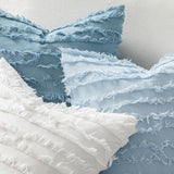 MIULEE Decorative Boho Throw Pillow Covers Set of 2 Light Blue Linen Striped Jacquard Pattern Summer Coastal Cushion Covers for Sofa Couch Living Room Bedroom 18x18 Inch