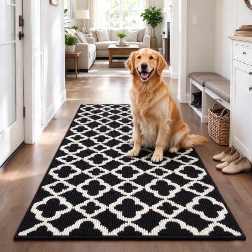 Washable Hallway Runner Rug 2x6',Non-Slip, Black and White