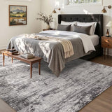 5x7 Black Gray Washable Area Rug for Living Room, Vintage Print