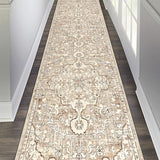 Pauwer Hallway Runner Rug 2'6''x 14', Washable Kitchen Runner, Beige Brown