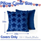 ONFAON 4th of July Pillow Covers 18x18 Set of 2 Blue Embroidery Star Independence Day Decorations Home of The Free Memorial Day Patriotic Throw Cushion Case for Home Sofa Couch