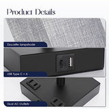 Bedside Table Lamps Set of 2 - Touch Nightstand Lamp for Bedroom with USB C+A Charging Ports & AC Outlets, 3-Way Dimmable Desk Lamp Grey Fabric Shade for Bedroom Living Room, Office(Bulb Included)