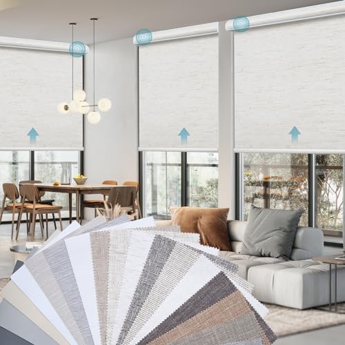 SmartWings 100% Blackout Smart Motorized Roller Shades, Multi-Color Samples | Customized Electric Automatic Roller Blinds with Remote for Indoor Windows