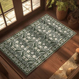 3x5 Floral Washable Area Rugs: Ultra Thin Low Pile Carpet 36x56inch