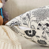 Botanical Throw Pillow Covers Set of 2, 24x24 Inch Black