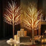 TW SHINE 2 Pack Lighted Birch Tree, 4 FT Total 96 LED Pre-lit Artificial Christmas Trees for Thanksgiving Christmas Decorations Indoor Outdoor Home Festival Wedding Party, Warm White