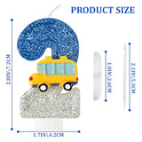 2st Birthday Number Candles for School Bus Blue and Silver Birthday Decorations for Boys for Cakes, Parties, Anniversary Celebrations, Bakery Decorations (Number-02)