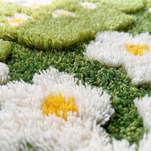 UKELER Green Moss Kids Rug, Soft Shag Round Rug for Kids Cute Moss Non Slip Washable Area Rugs for Nursery Dorm Room Bedroom Bedside Living Room Playroom 49'' x 47''