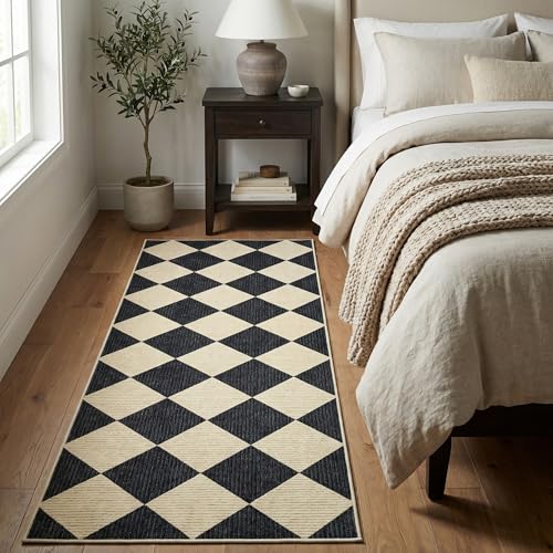 GarveeHome Checkered Rug Runners 2x6 Non Slip Kitchen Runner for Hallway