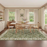 GarveeHome 8x10 Washable Large Living Room Rug Vintage Floral Carpet Green