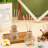 Roshtia 4 Set Reed Diffuser Bottle Empty Refillable Fragrance Glass Diffuser Bottles with Wooden Caps Rattan Sticks 50ml 1.7 oz Glass Jars for DIY Fragrance