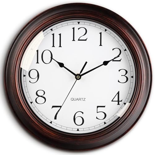 KECYET 12 Inch Wall Clocks Battery Operated Silent Non-Ticking Wall Clock Vintage Retro Rustic Style Decorative for Living Room Kitchen (Bronze)