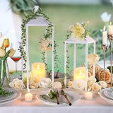 White Decorative Lantern Decor 17" 13" Set of 2 Wedding Lantern with Candle