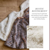 Balsam Hill Lodge Faux Fur Christmas Tree Skirt - Premium Rustic and Luxurious Fur Accents in Brown and Ivory for Tree Decor, Ivory, 72"