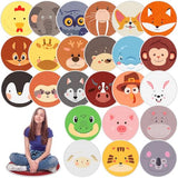 24 Pcs Carpet Circle Seats, 15 Inch Round Classroom Rug, Non Slip Corner Floor Cushion Mat, Circle Rug for Living Room, Learning, Playing Areas, Story Time, Group Activity (Animal)