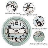 ZENFUN 12'' Rustic Wall Clock, Silent Non Ticking Clock Quartz Wall Clock Battery Operated, Country Style Wall Decoration for Kitchen Living Room Home, Office, School, Large Numbers, Green