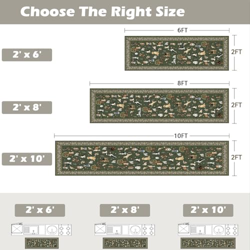 Dark Green Hallway Runner Rug 2x4 for Bedroom Kitchen