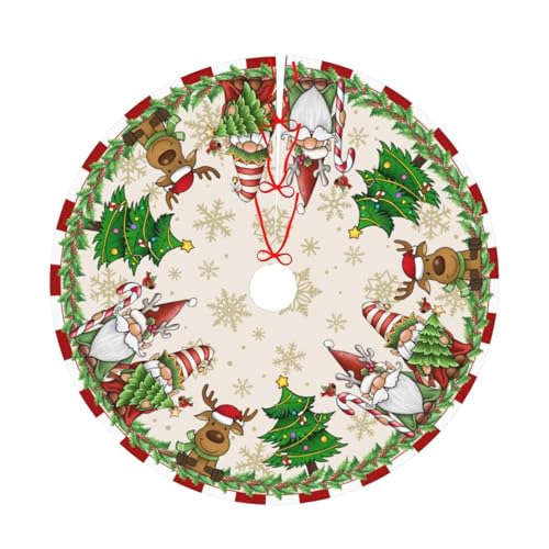 Santa Claus Gnome Christmas Tree Skirt 36" for Xmas Halloween New Year Holiday Party Home Tree Mat Decor Ornaments Decoration