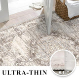 Washable Area Rugs 3x5 Entryway: Soft Low Pile Mat Machine Washable Indoor Doormat Lightweight Entry Rug Anti Slip Backing Rugs for Living Room Bedroom Kitchen Bathroom 3'x5' Beige