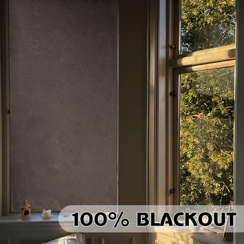 RYB HOME Linen Door Curtain 100% Blackout French Door Curtain for Glass Window, Fully Light Blocking Privacy Window Drapes Lightweight Tie up Shade, W 26 x L 69, Sand, 1 Panel