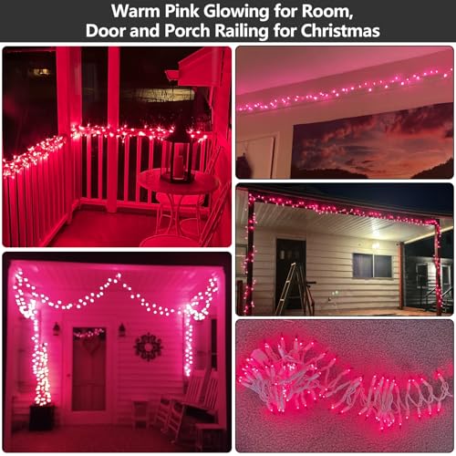 TIGOMOOV Pink Mini Christmas String Lights-21ft 100 Count Incandescent Fairy Lights with White Cord-Plug in Decorative Lights for Christmas Tree, Valentine's Day, Wedding&Home Decor (Indoor Outdoor)