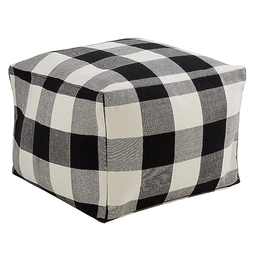 SARO LIFESTYLE Buffalo Plaid Pouf