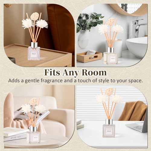 Reed Diffuser Set of 2, Freesia Scent Oil Diffuser with Sticks for Home Fragrance, Office Living Bedroom Decoration, Bathroom Decor and Accessories, Air Fresheners Gift Set, 1.7 fl oz/50ml x 2