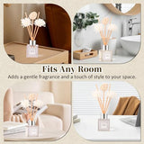 Reed Diffuser Set of 2, Freesia Scent Oil Diffuser with Sticks for Home Fragrance, Office Living Bedroom Decoration, Bathroom Decor and Accessories, Air Fresheners Gift Set, 1.7 fl oz/50ml x 2