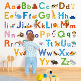 DECOWALL DS8-1608 Watercolour Animal Alphabet ABC Kids Wall Stickers Decals Peel and Stick Removable for Nursery Bedroom Living Room Art murals Decorations