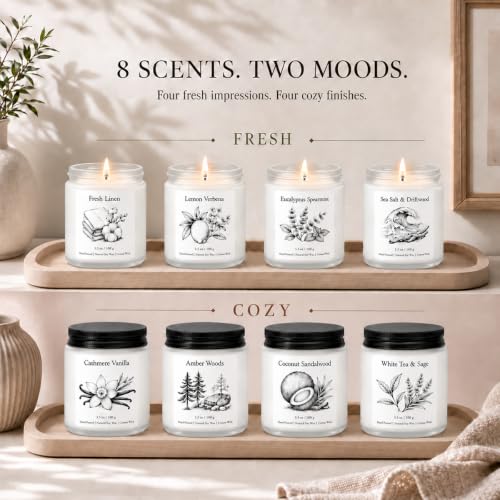 Scented Candles Gift Set for Women, 8-Piece Soy Candles in Frosted Glass