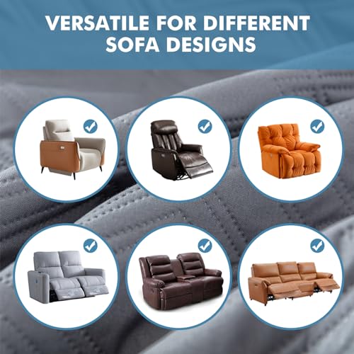 Genina 100% Waterproof Recliner Chair Covers, Anti-Slip Recliner Cover Dog Couch Cover Furniture Protector, Reclining Sofa Slipcover for Pets Dogs, 1 Piece (Dark Gray, Recliner)