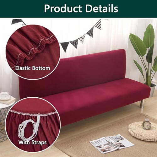 Folding Futon Slipcover, Washable Soft Futon Cover Stretch Armless Sofa Bed Cover for Folding Sofa Bed for Pets Living Room (Navy Blue,Small)