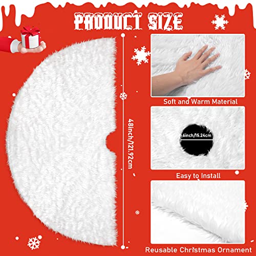 Hommtina Christmas Tree Skirt 48 Inches White Tree Skirt,Christmas Tree Decorations Faux Fur Tree Skirt for Xmas Holiday Home Party Decorations Ornaments(White)