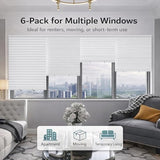 Changshade 6 Pack Temporary Shades, Pleated Paper Blinds for Indoor Windows Cut to Size Adhesive Paper Shades No Tools No Drilling for Office, Bedroom, Living Room,36" W x 72" H,White