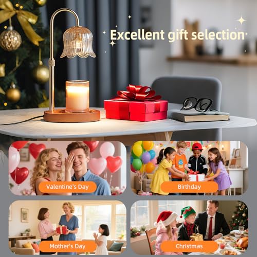 Candle Warmer Lamp with Timer: Adjustable Dimmable Height Adjustable Warming - Flower Shape W – lifestyle view