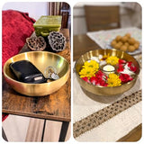 7.4 inch Gold Decorative Bowl for Home Decor - Modern Fruit Bowl for Kitchen Counter, Key Catch All & Entryway Table Centerpiece, Stylish Golden Finish